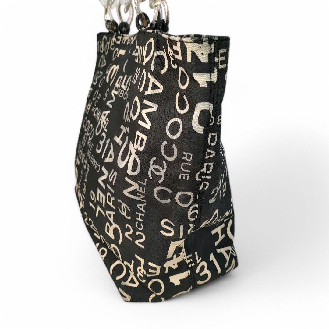 Chanel Chanel - Coco Line Tote Handbag Shoulder Bag Gray Black Size ONE SIZE - 3 Thumbnail
