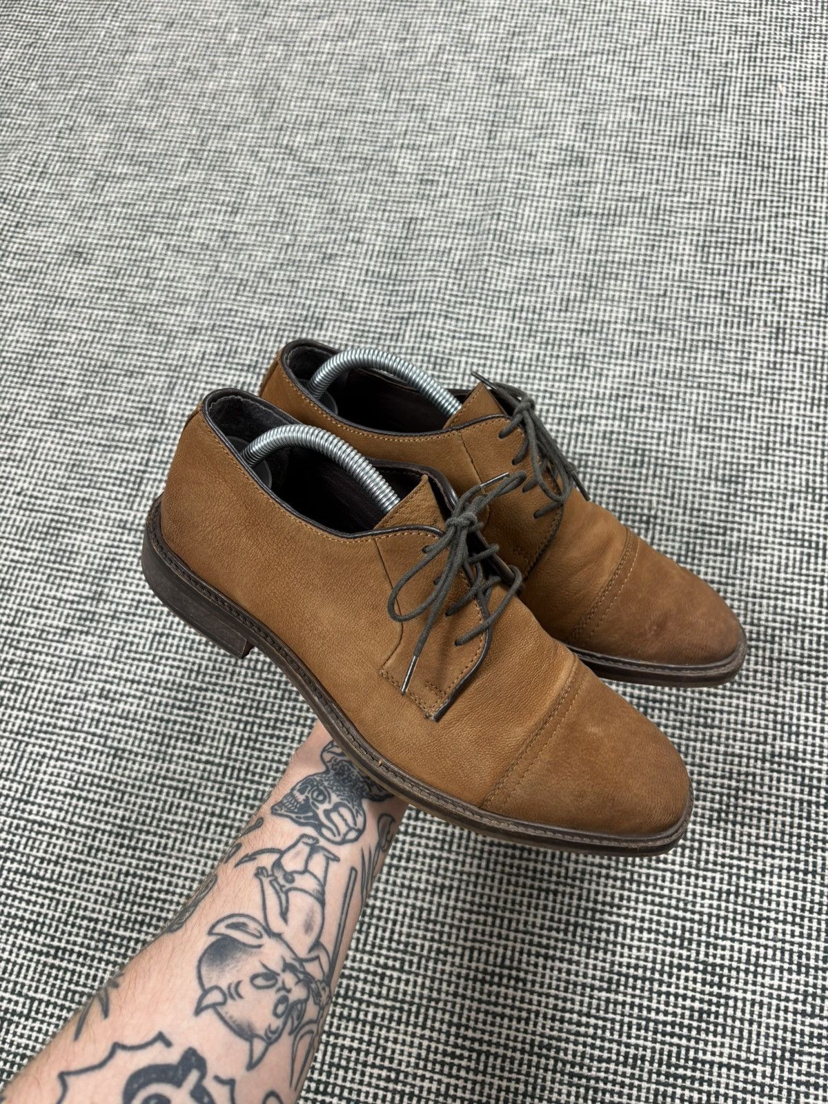 Designer Vintage grain leather top quality toe cap leather boots Size US 8 / EU 41 - 1 Thumbnail