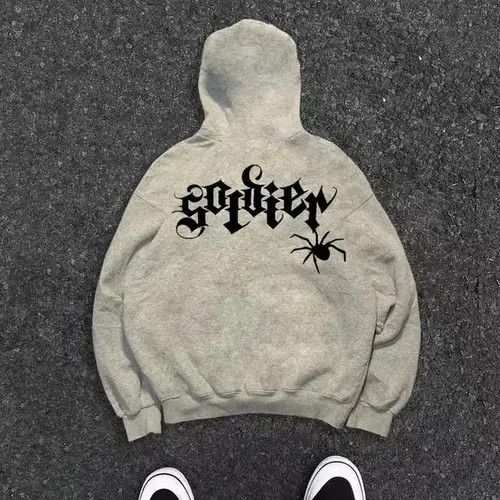 Other Ichiko x Rika Grey washed distressed spider print hoodie Size US L / EU 52-54 / 3 - 1 Thumbnail