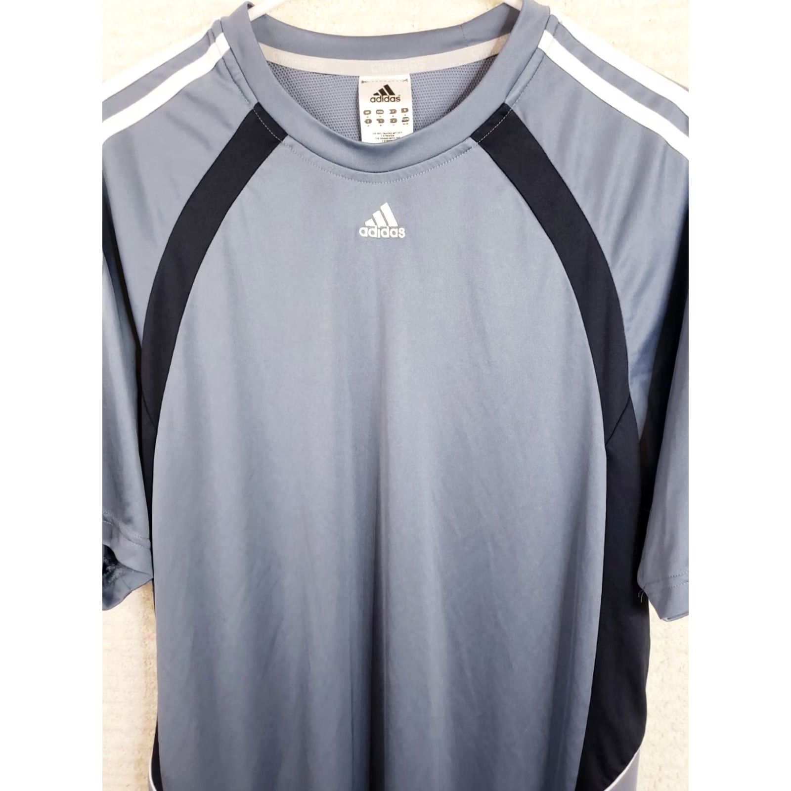 Adidas Adidas Men's M Blue Black SS 3 Stripe Tennis Golf Shirt Sports Workout Crewneck T-Shirt Athletic Plasma (Note: Pls ignore) Size US M / EU 48-50 / 2 - 2 Thumbnail