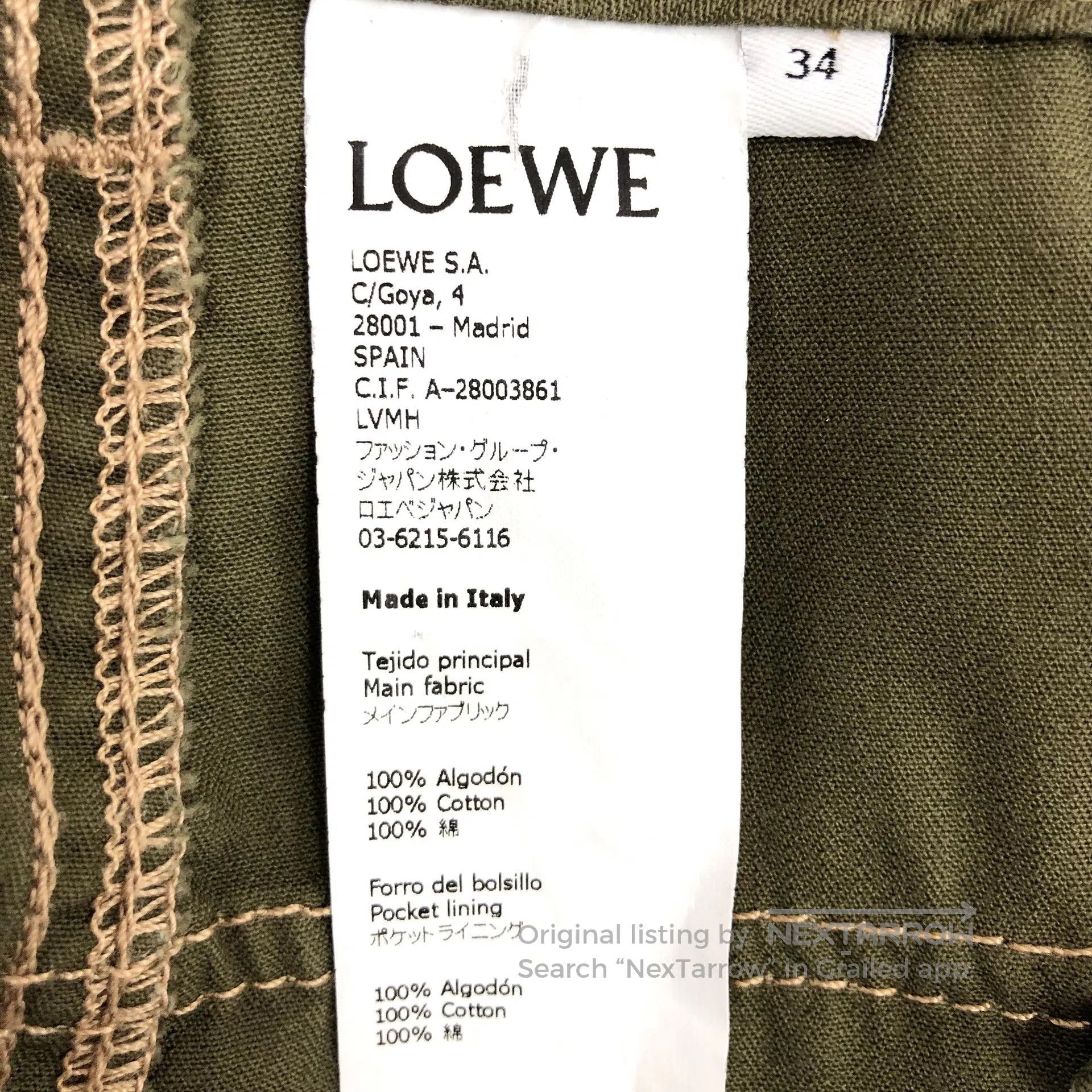 Loewe Loewe Dark Green Cotton Casual Trousers| Size US 34 / EU 50 - 7 Thumbnail
