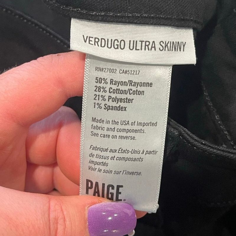 Paige Paige Verdugo Ultra Skinny Jeans Mid-Rise Black Size 28 Size 28" / US 6 / IT 42 - 9 Thumbnail