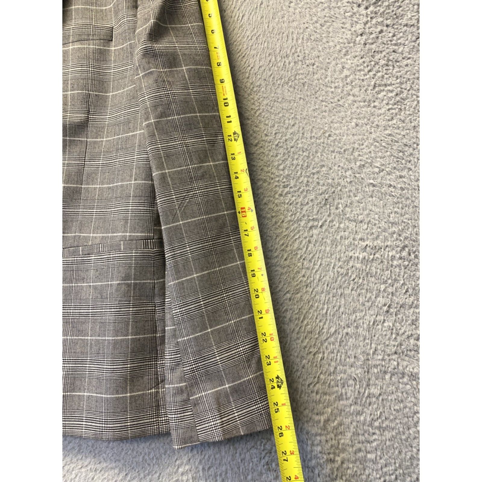 H&M VINTAGE H&M Grey Plaid Blazer Sports Coat Men's Skinny Fit 44 Regular Size 44R - 6 Thumbnail