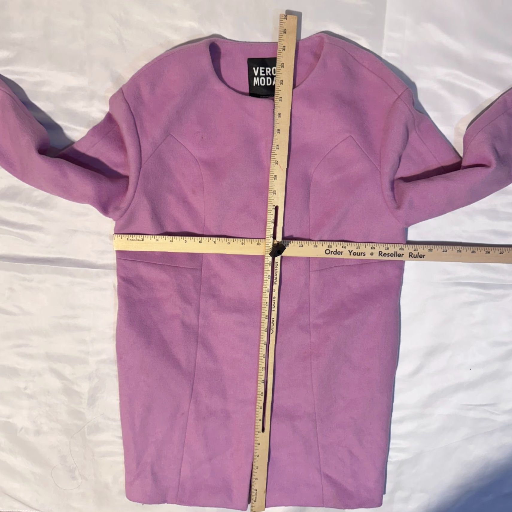 Vintage VERO MODA Katrine Soft Brushed Wool Coat Purple Lilac Size S Women Coat Regular Long Sleeve Dry Clean Only Snap Closure Casual Fall Winter Vintage No Size S / US 4 / IT 40 - 5 Thumbnail