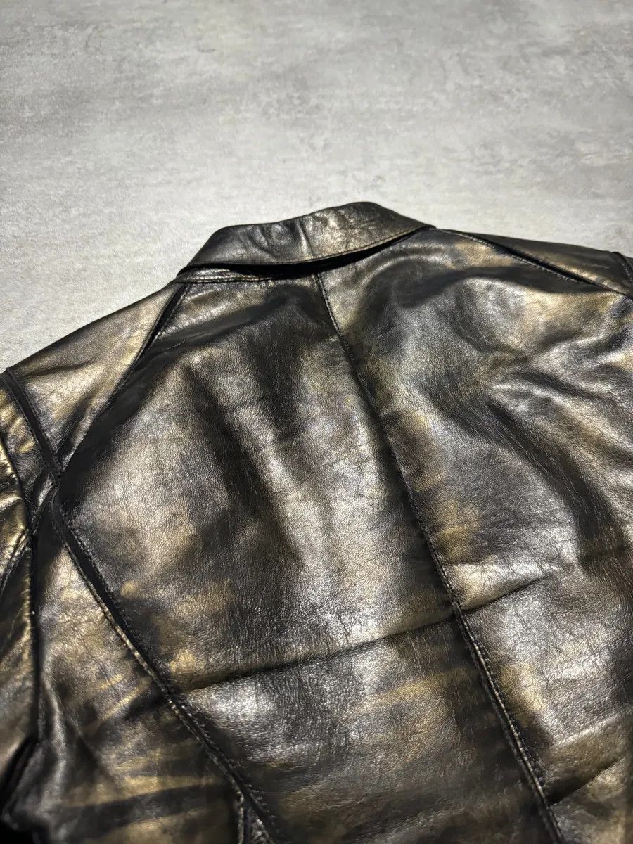 Roberto Cavalli SS2001 Roberto Cavalli Black & Gold Patina Leather Biker Jacket Size XS / US 0-2 / IT 36-38 - 6 Thumbnail