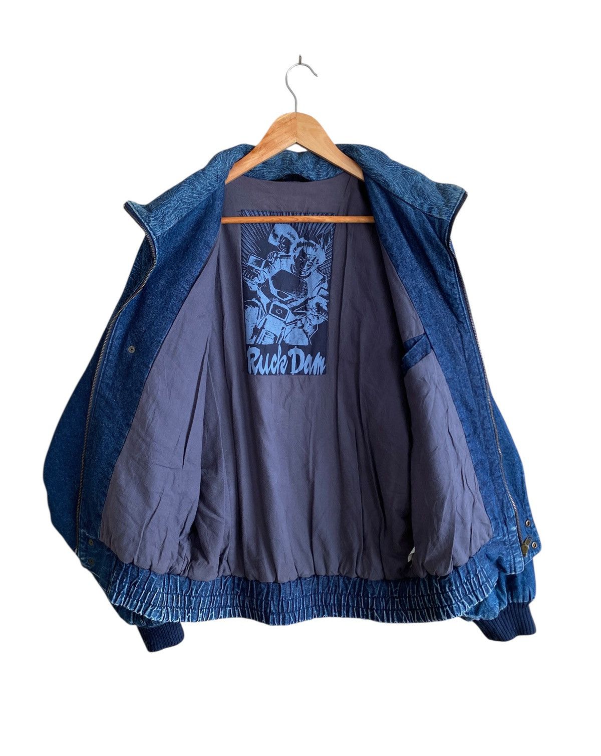 Japanese Brand Very Rare Vintage Brand Ruck Dam Denim Bomber Jacket 1990s Size US L / EU 52-54 / 3 - 3 Thumbnail