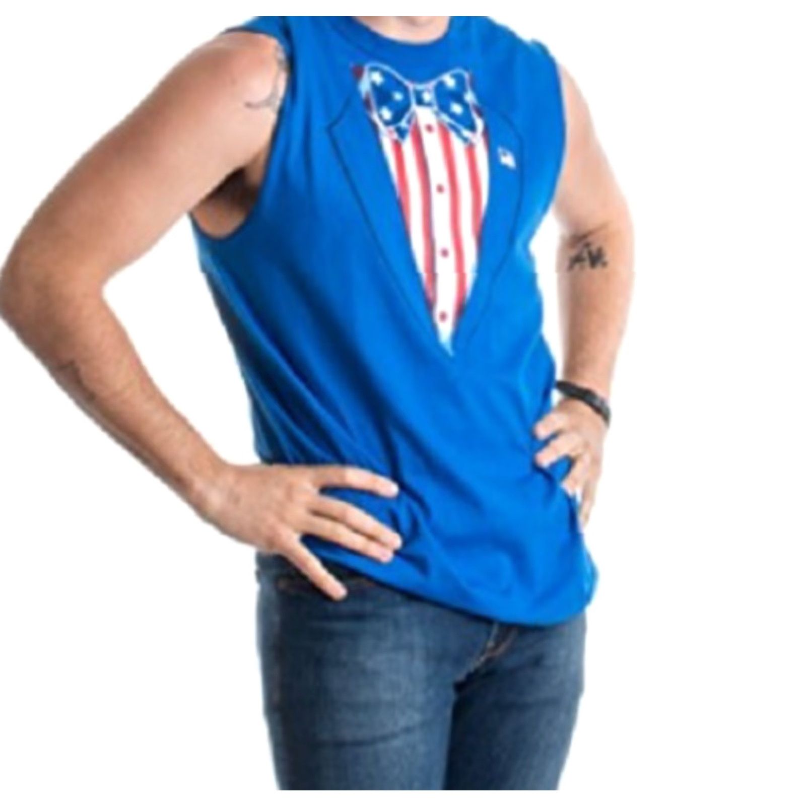 Emerica VINTAGE Ann Arbor T-shirt Co. Sleeveless T-Shirt Men L Blue Patriotic Freedom Biceps Liberty Size US L / EU 52-54 / 3 - 2 Thumbnail