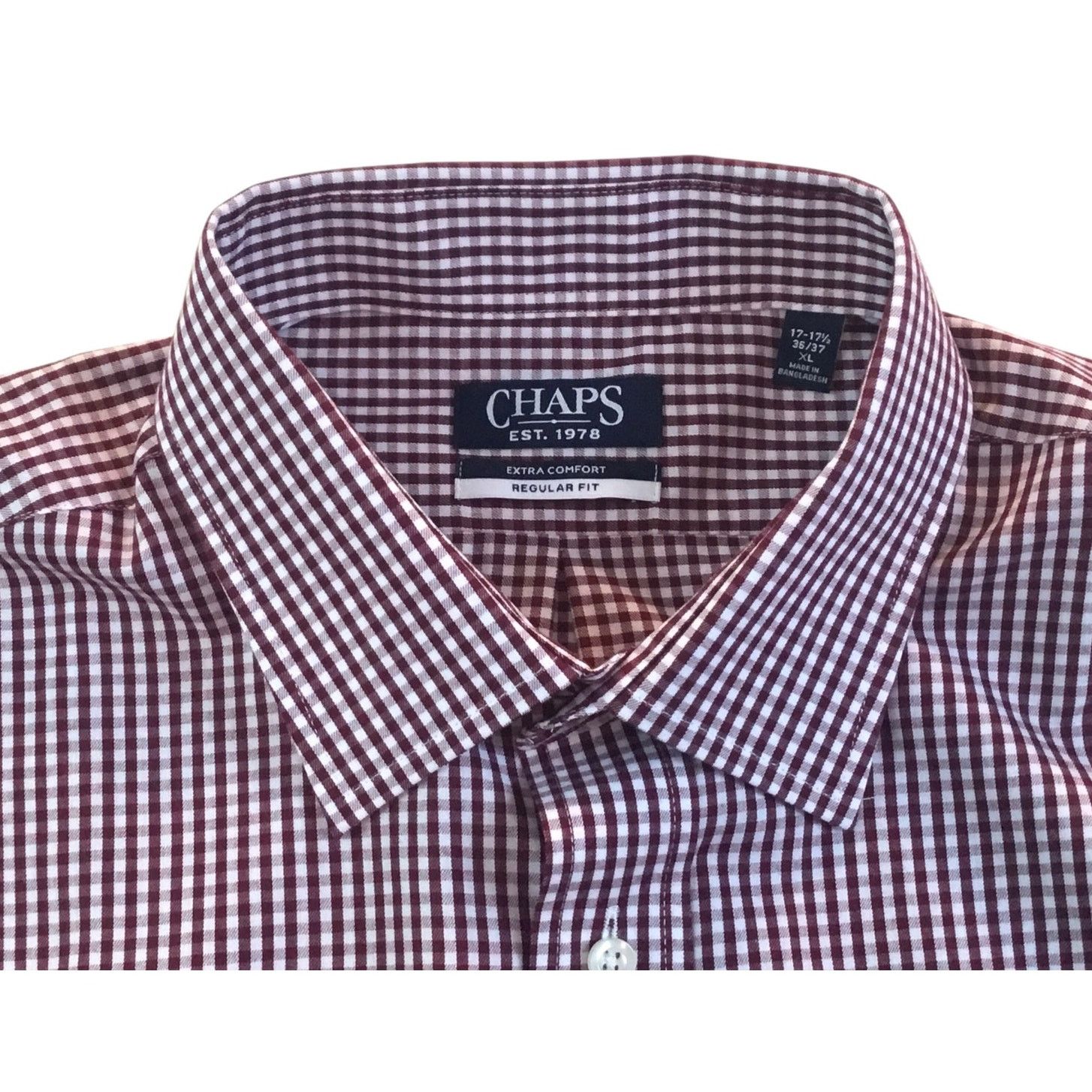 Chaps Chaps Shirt Wine Check XL 17-17.5-36/37 New with Tag $45.00 Size US XL / EU 56 / 4 - 5 Thumbnail