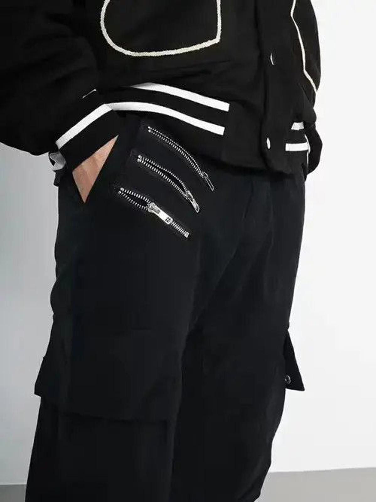 Other Black Cargo Pants with Zipper Details Size US 32 / EU 48 - 3 Thumbnail
