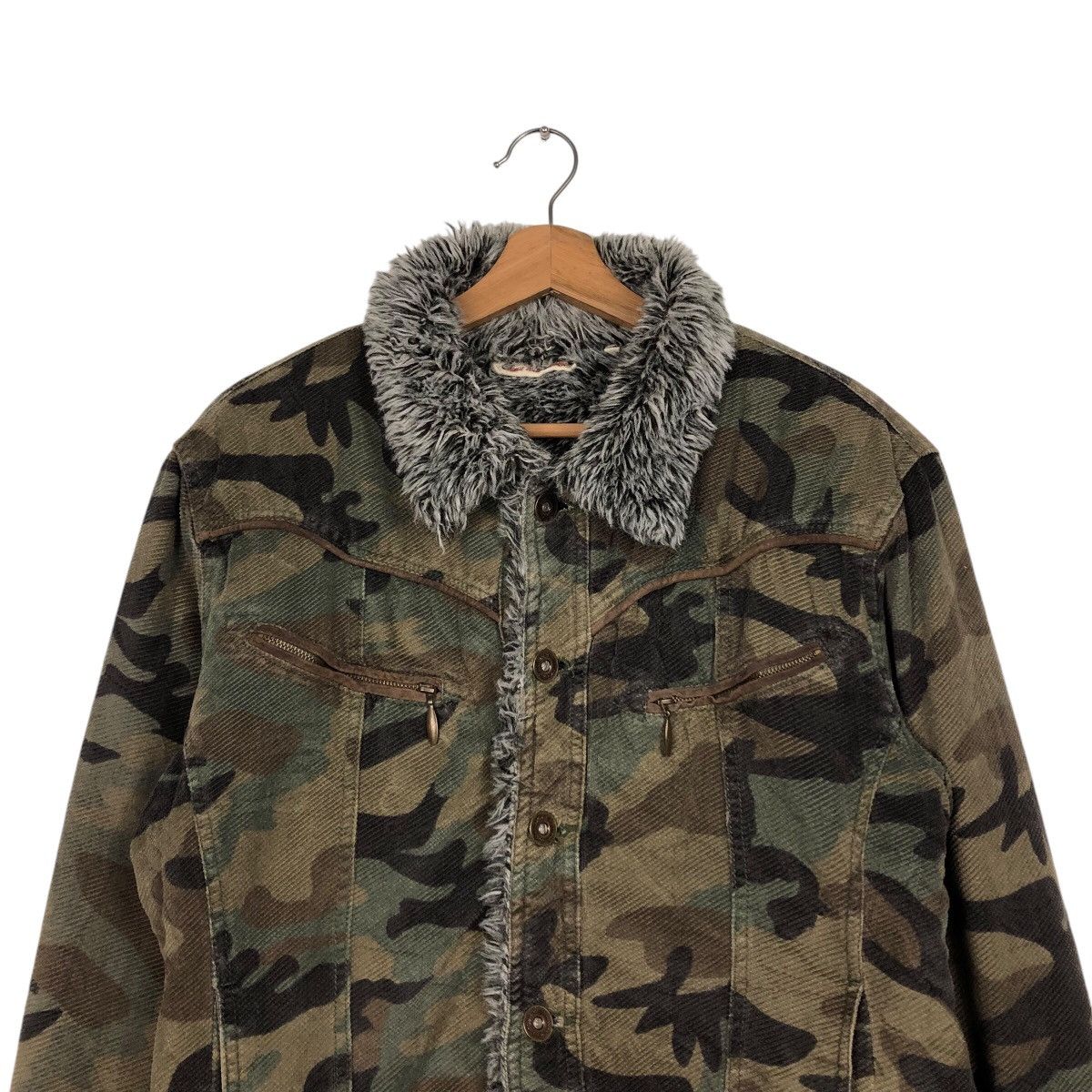 Japanese Brand 📌Vintage Biker Jacket Camouflage Mink Fur Fleece Blanket Size US L / EU 52-54 / 3 - 4 Thumbnail
