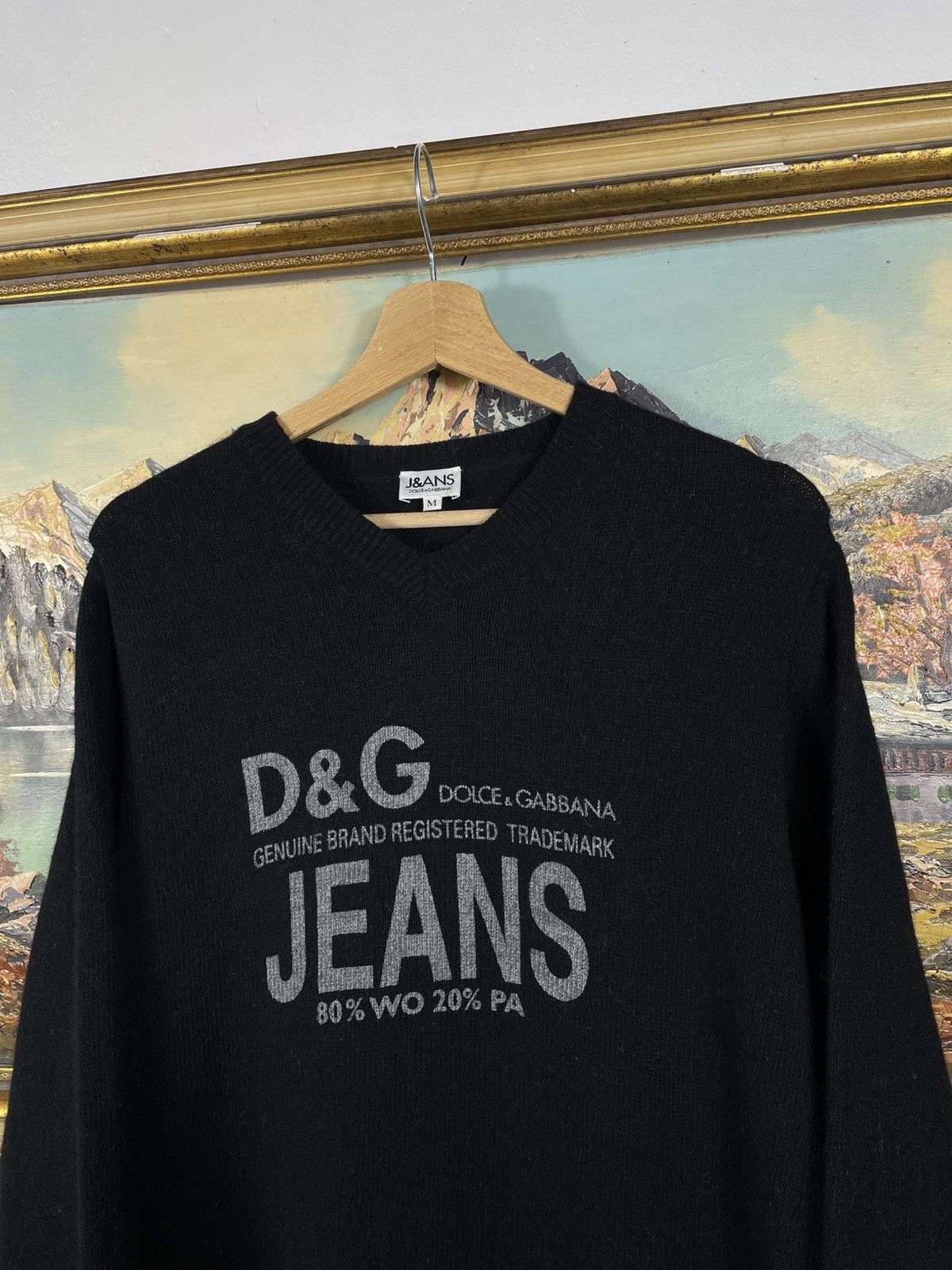 Dolce & Gabbana × Vintage Dolce&Gabbana D&G Jeans Retro 00s V-Neck Knit Jumper Pull Size M / US 6-8 / IT 42-44 - 5 Thumbnail