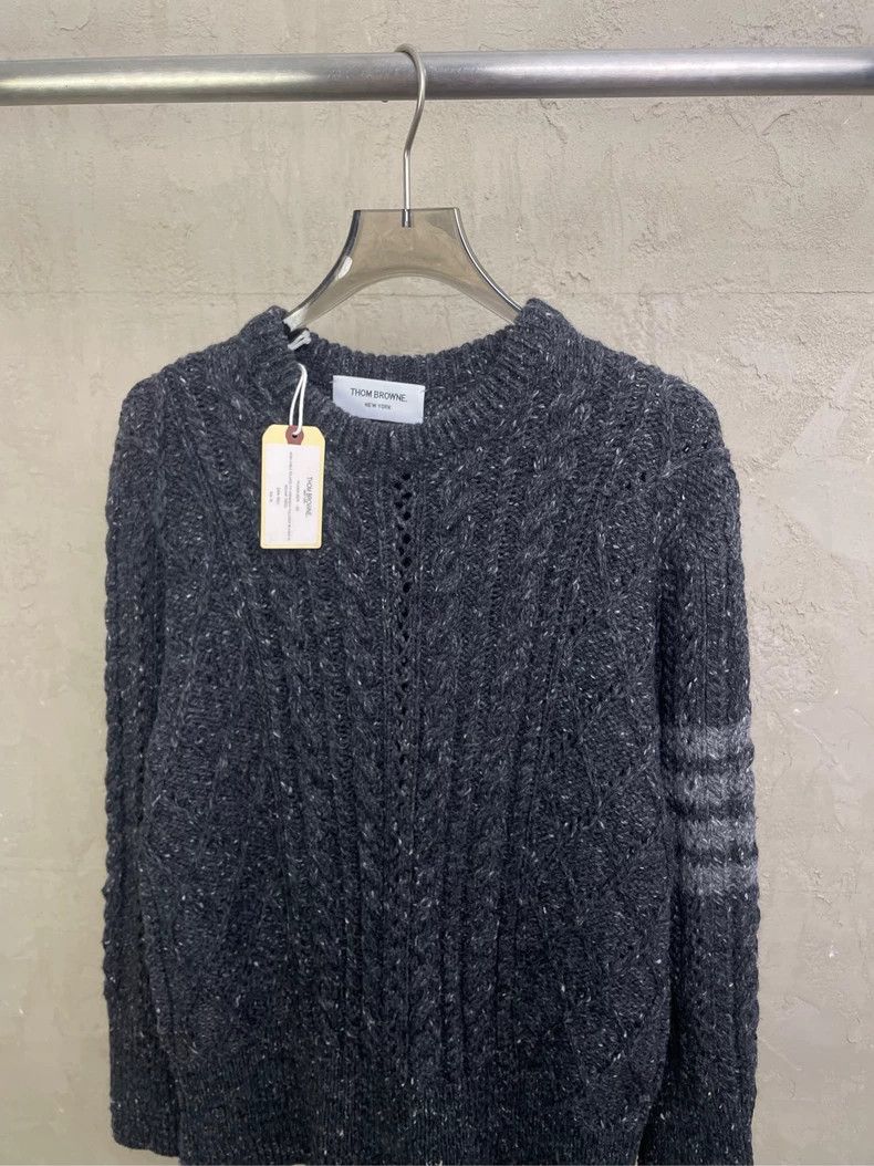 Thom Browne Thom browne Size 38 Dark gray four-striped thick round-nec Size US XS / EU 42 / 0 - 3 Thumbnail
