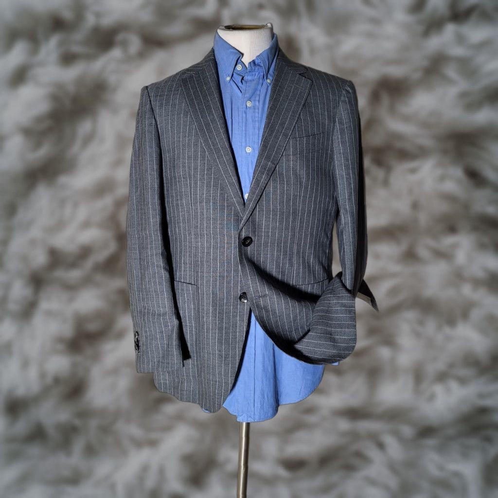 Suitsupply Suitsupply Gray Striped Havana VBC Wool Blazer Sport Coat Coat 40R Slim Notch Two-Button Wool Men Regular Vintage No Size 40R - 1 Thumbnail