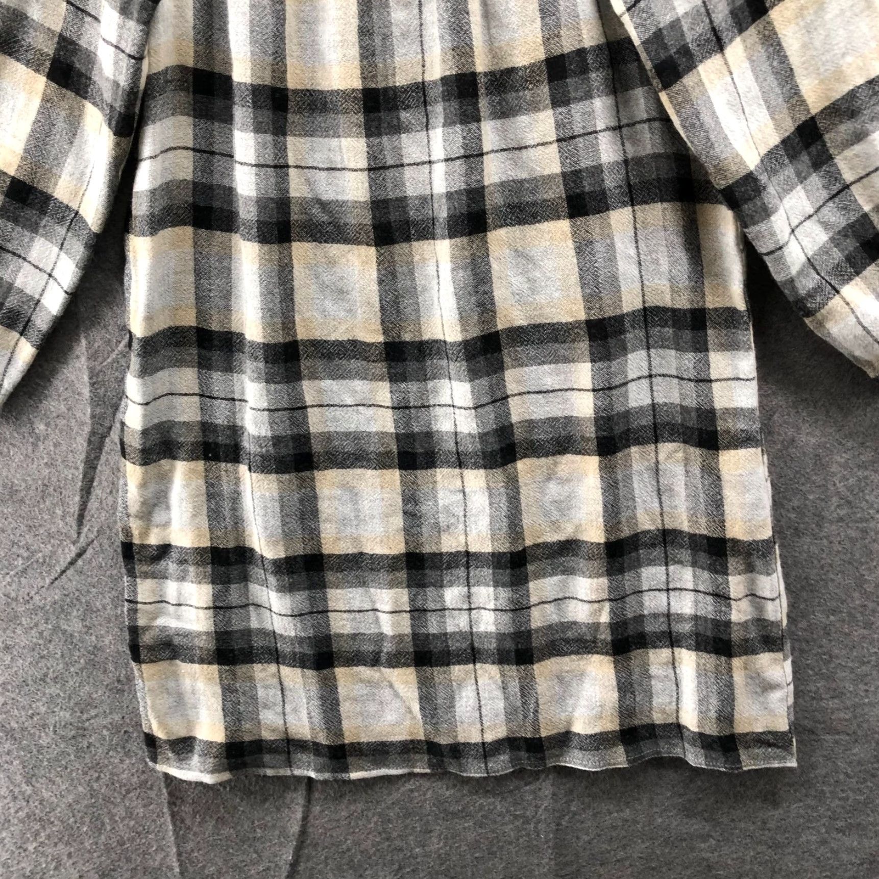 Zara Zara Off The Shoulder Plaid Mini Dress XS Beige Black 3/4 Sleeve Wool Blend Womens Size XS / US 0-2 / IT 36-38 - 4 Thumbnail