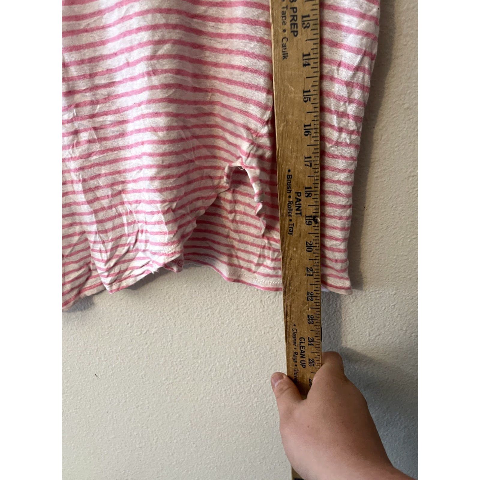 Christian Siriano Christian Siriano Shirt Women Top Medium Pink Striped Linen Short Sleeve Tee"} Size M / US 6-8 / IT 42-44 - 5 Thumbnail