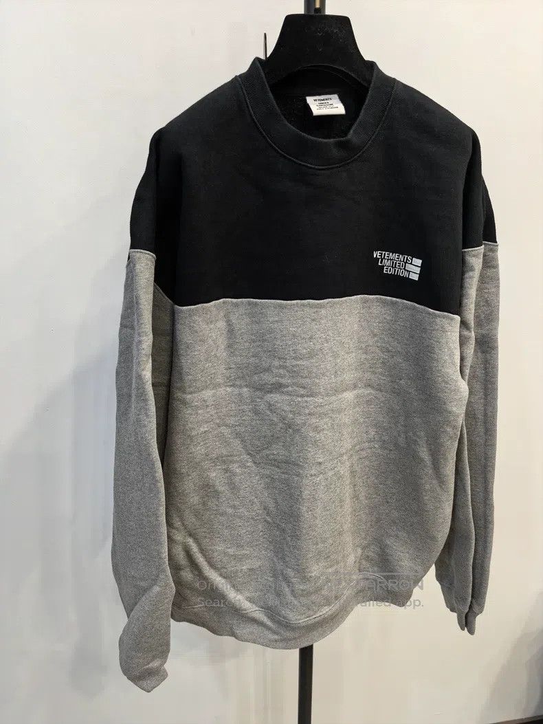 Vetements Vetements Black and Grey Color Blocked Sweatshirt Size US M / EU 48-50 / 2 - 2 Thumbnail