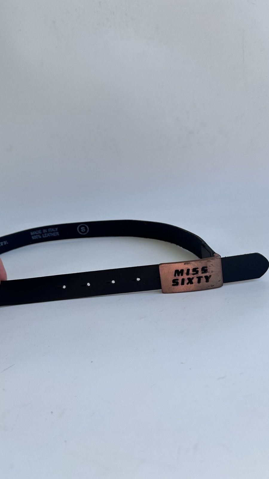 Miss Sixty Miss Sixty Leather Belt S Goth Cyber Grunge Big Metal Plate Size ONE SIZE - 2 Thumbnail