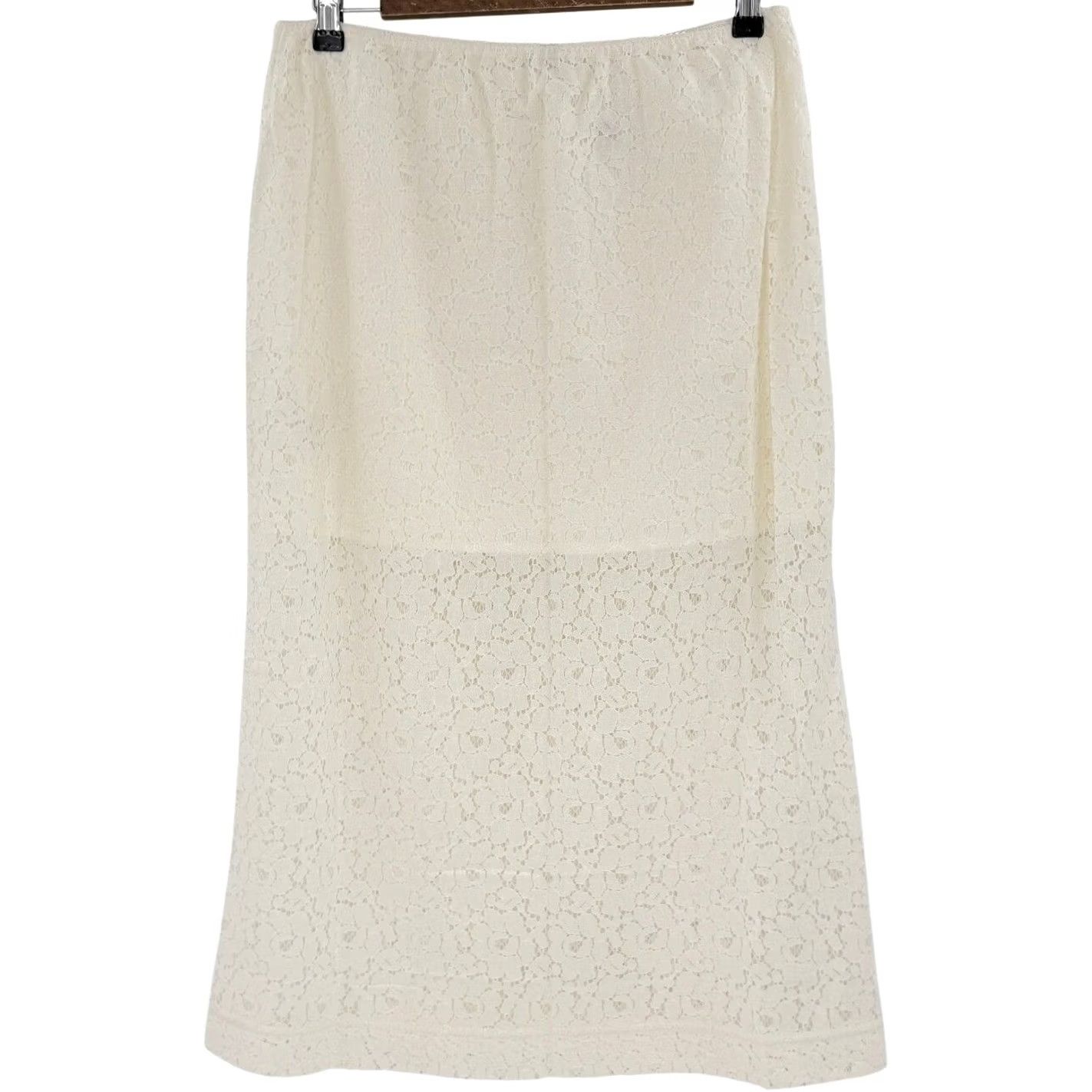 Old Navy NWT Old Navy Womens Lace Midi Skirt Seasalt Cream Floral Cotton Blend Size M Size 32" / US 10 / IT 46 - 2 Thumbnail