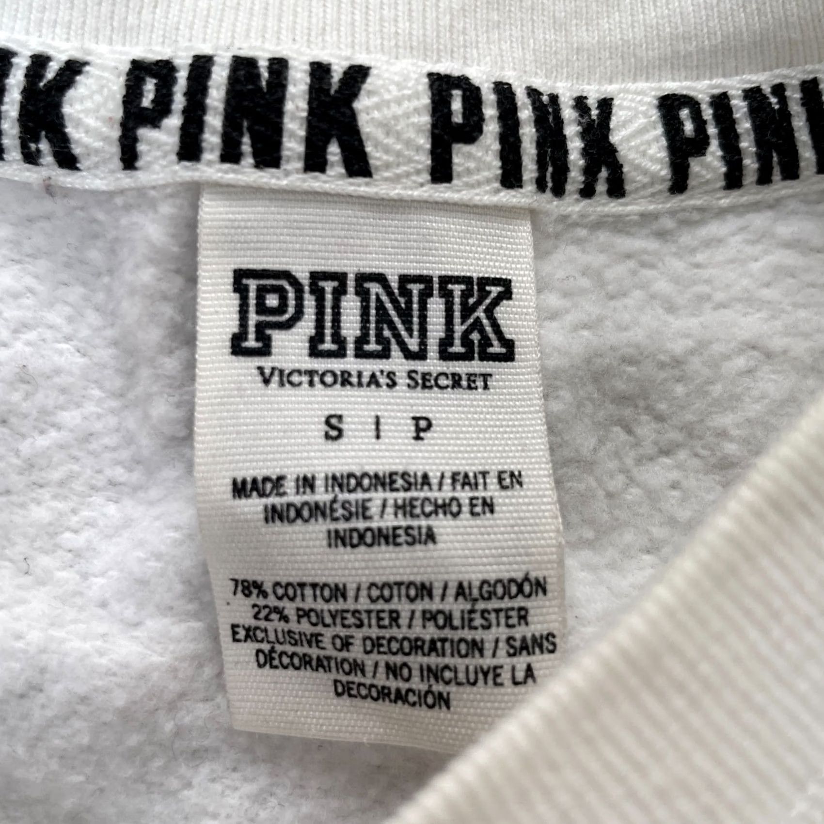 Victoria's Secret Vicoria'S Secret Sweatshirt Womens Small White Pink Campus Fleece Lined Cotton Size S / US 4 / IT 40 - 3 Thumbnail