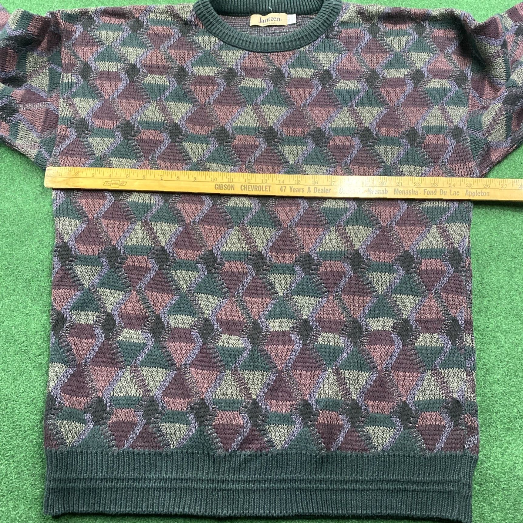 Jantzen VINTAGE Jantzen Sweatshirt Mens XL Gray 90S 3D Knit Argyle Logo USA Shirt Size US XL / EU 56 / 4 - 6 Thumbnail