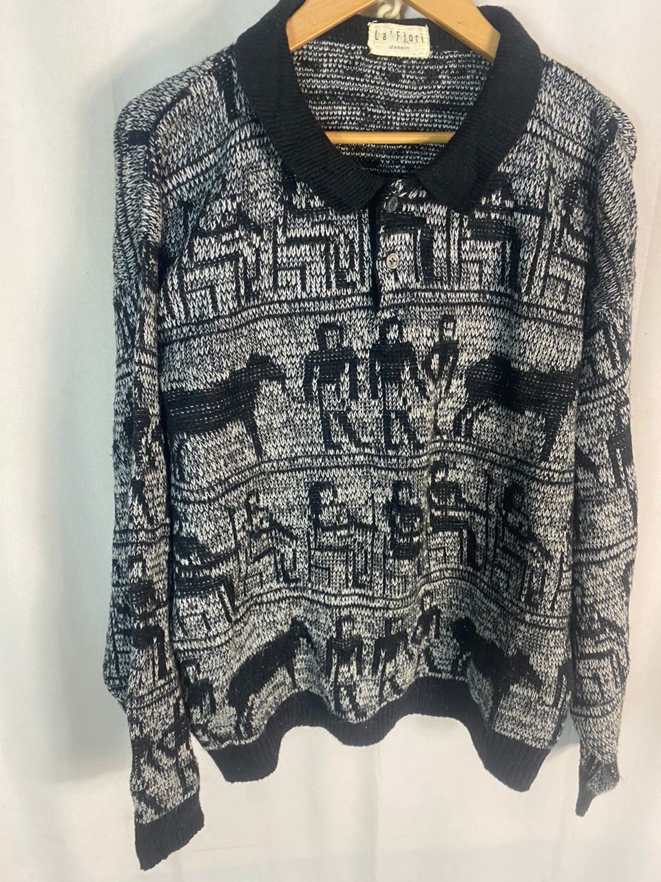 Designer × Japanese Brand × Vintage Unisex 🔥La’fiori dessin fullprint knitwear sweatshirt Size US L / EU 52-54 / 3 - 4 Thumbnail