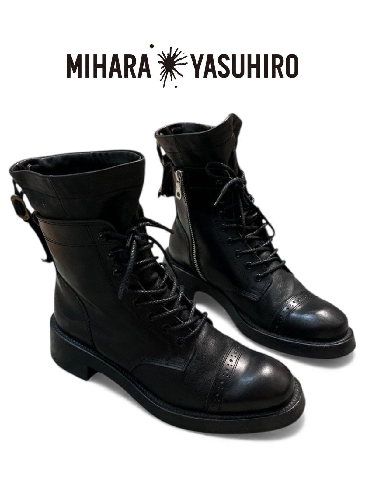 靴 MIHARAYASUHIRO laceupboots real leather Maison MIHARA YASUHIRO Miharayasuhiro Twisted Leather Boots | Grailed