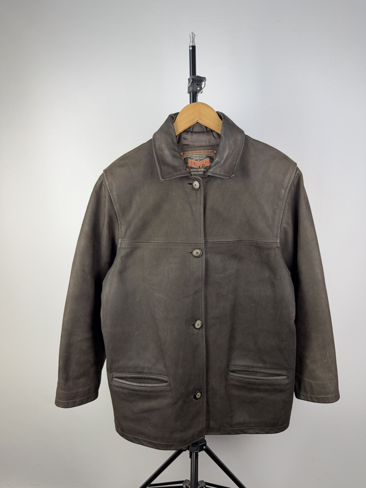 Leather Vintage 90s Genuine Leather MOTO Bomber Jacket Rock Punk Size US L / EU 52-54 / 3 - 1 Thumbnail