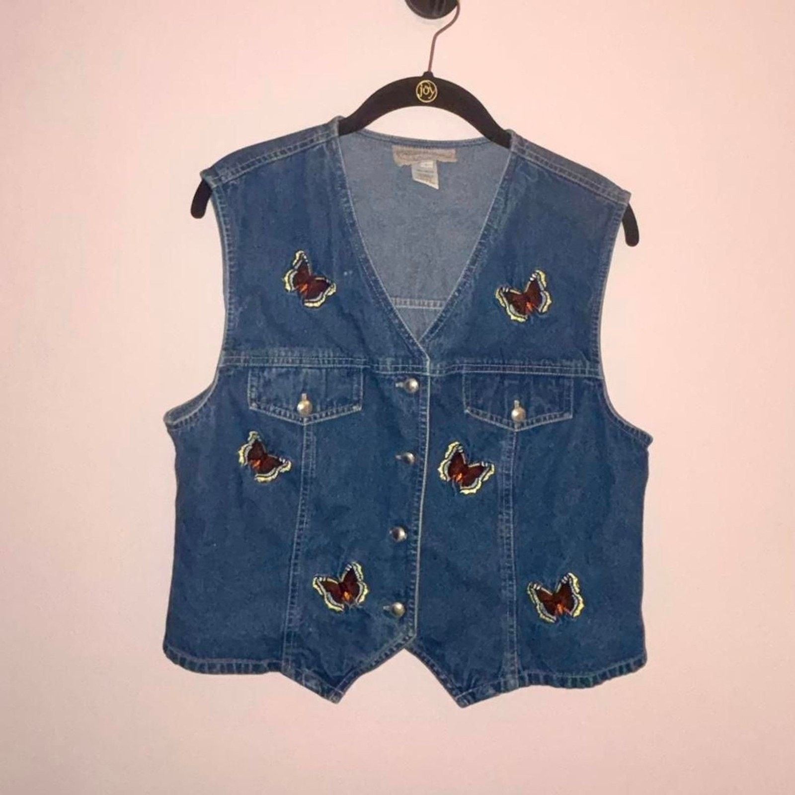 Anthropologie Unbranded Women's Blue and Navy Butterfly Vest Size L / US 10 / IT 46 - 6 Thumbnail