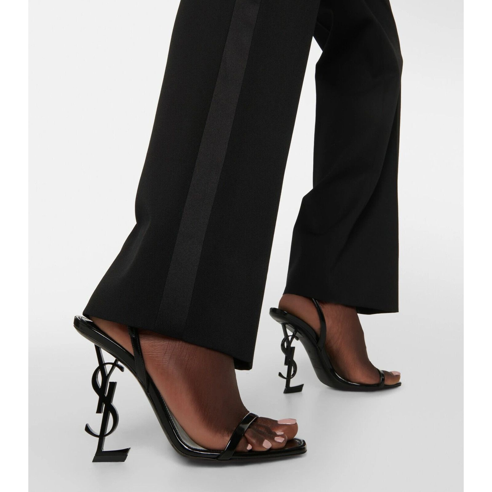 Yves Saint Laurent Saint Laurent Opyum 110 Black Leather YSL Logo Heel Size US 9.5 / IT 39.5 - 4 Thumbnail