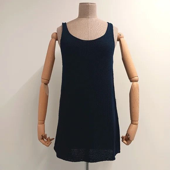 Lafayette 148 LAFAYETTE 148 Slub Blue Cotton Scoop Neck Knit Tank - Medium Size M / US 6-8 / IT 42-44 - 1 Thumbnail