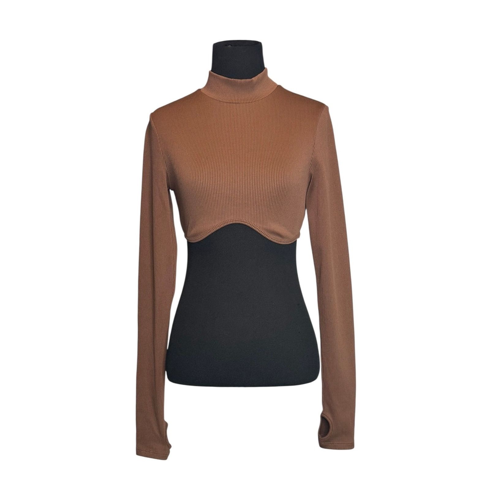 H&M H&M brown long sleeves crop top size Small Size S / US 4 / IT 40 - 1 Thumbnail