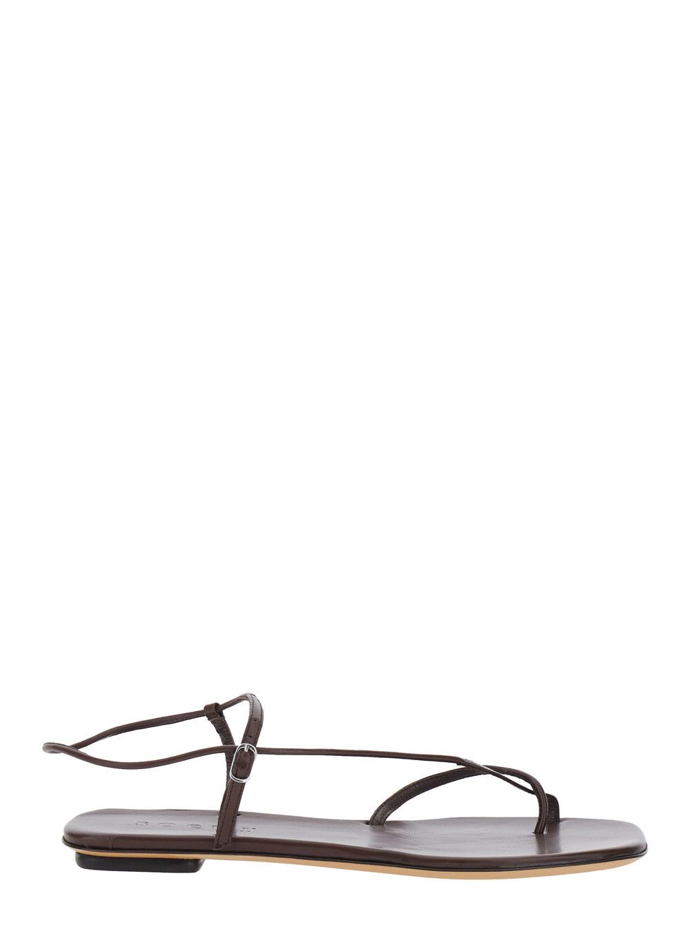 Soeur Brown Leather Sandals with Logo Imprinted on Insole for Women Size US 9 / IT 39 - 1 Thumbnail