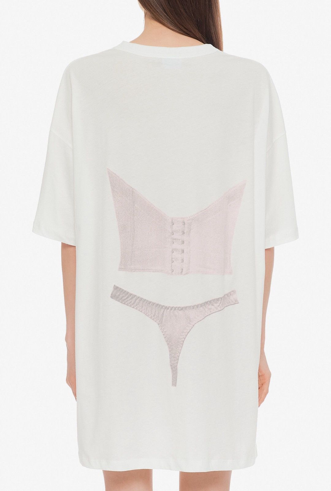 Vaquera Vaquera Trompe L’Oeil Tall Bra Print T-Shirt Off-White Size M / US 6-8 / IT 42-44 - 2 Thumbnail