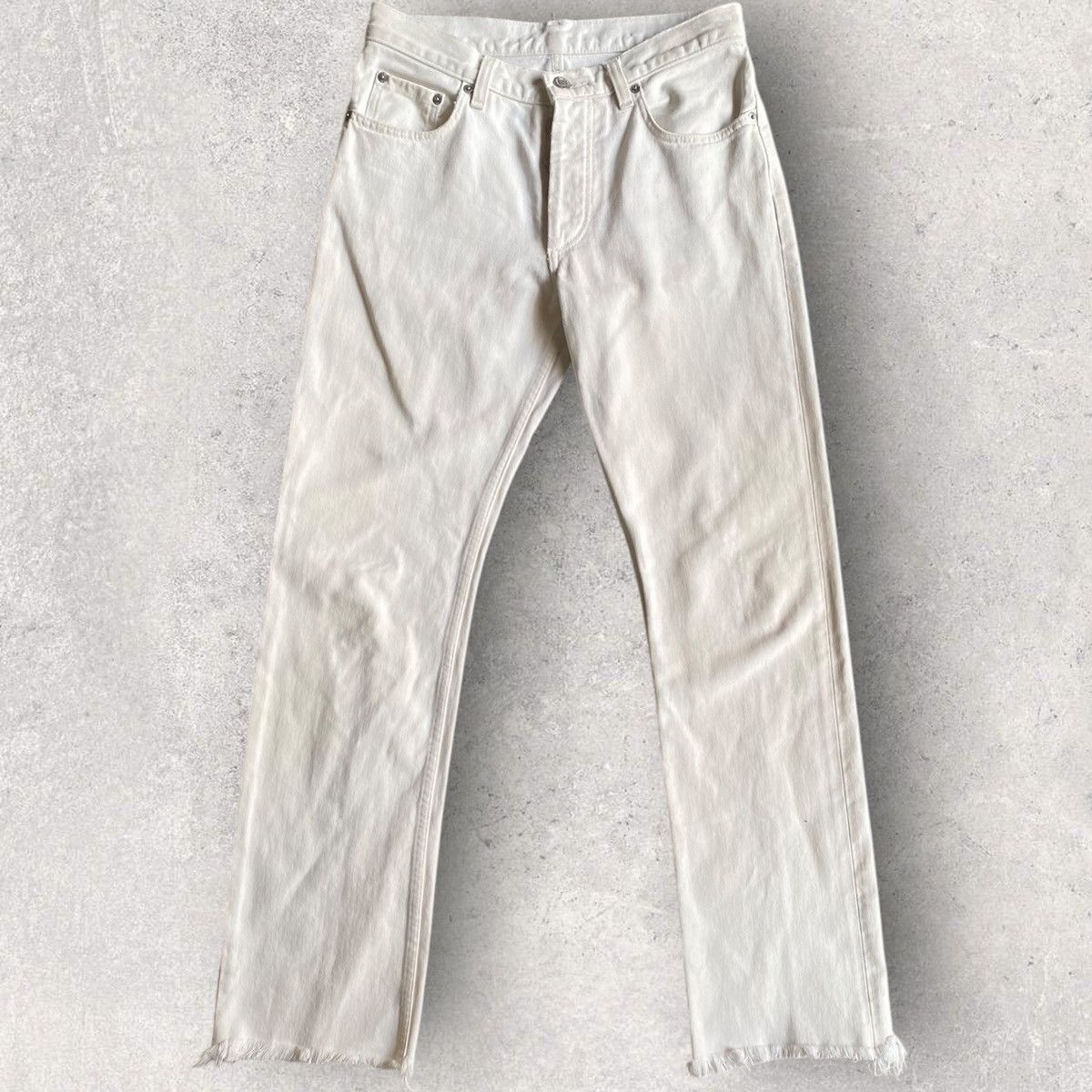 Helmut Lang Archive White Denim Raw Hem Size US 28 / EU 44 - 2 Thumbnail