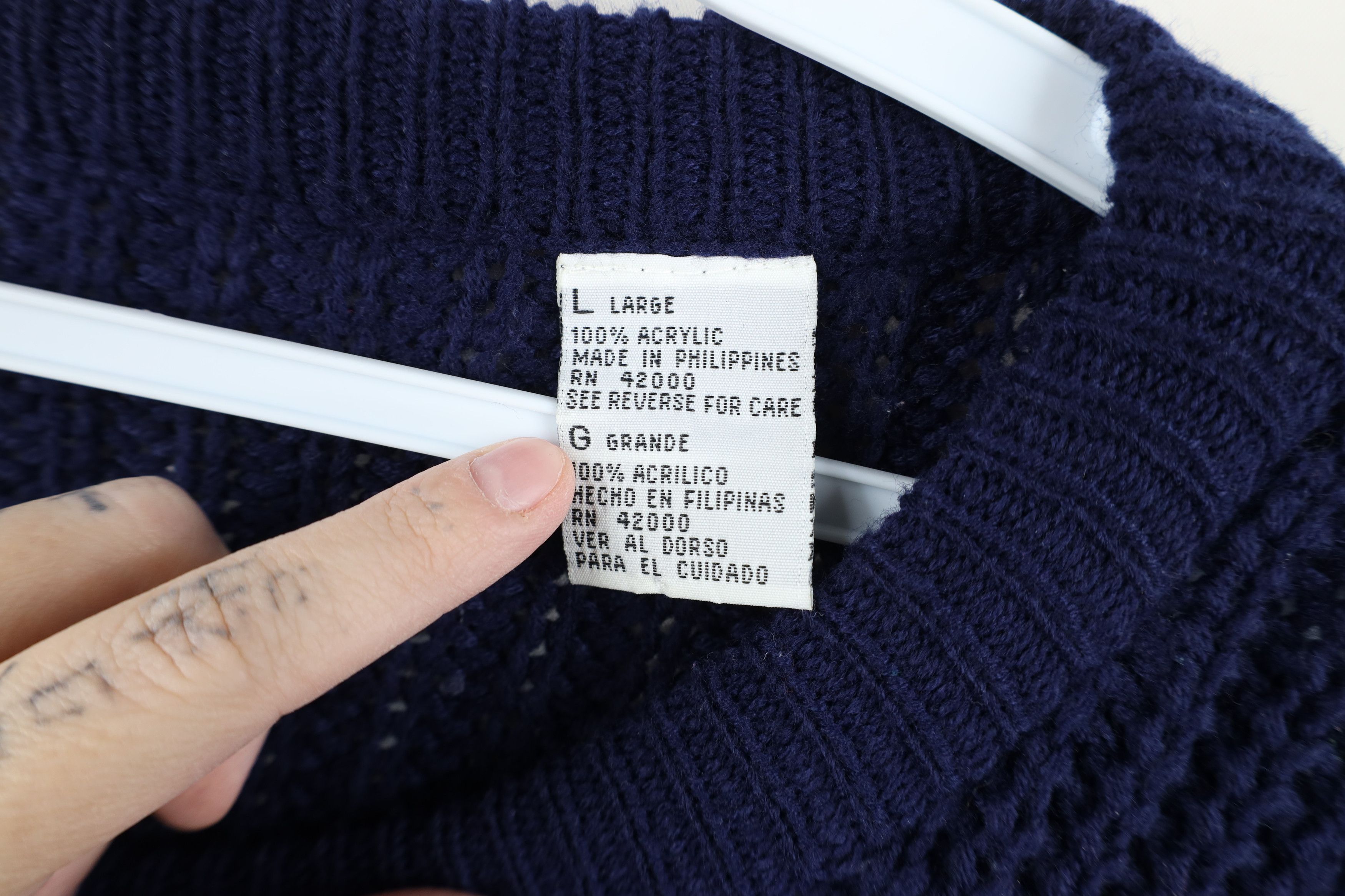 Vintage Vintage 90s Streetwear Ribbed Knit Crewneck Sweater Blue Size US L / EU 52-54 / 3 - 4 Thumbnail