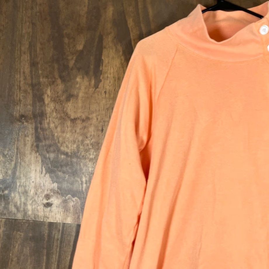 J.Crew VINTAGE J.CREW Womens Sweater Orange Fleece Mock Neck Button Shoulder Long Sleeve XL Size XL / US 12-14 / IT 48-50 - 4 Thumbnail