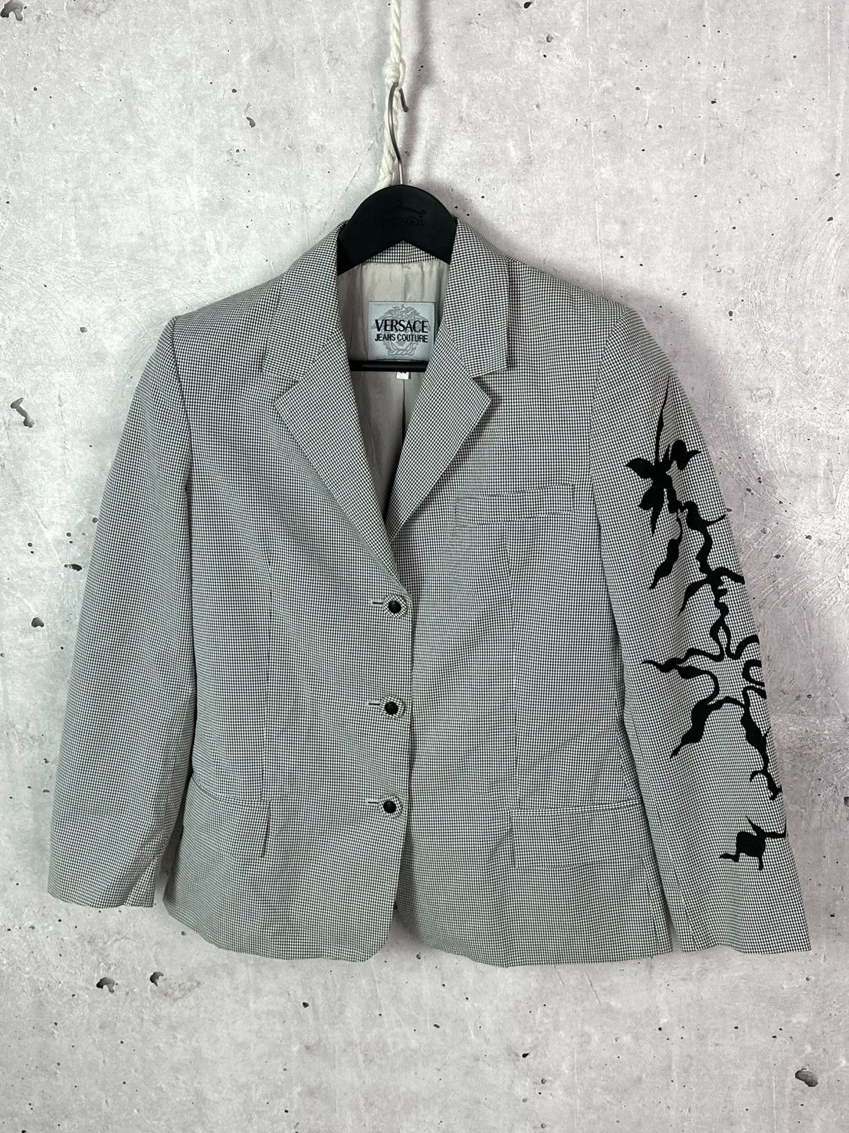 Versace Jeans Couture × Vintage Versace Jeans Couture Vintage Mini Check Print Cotton Blazer Size M / US 6-8 / IT 42-44 - 1 Thumbnail