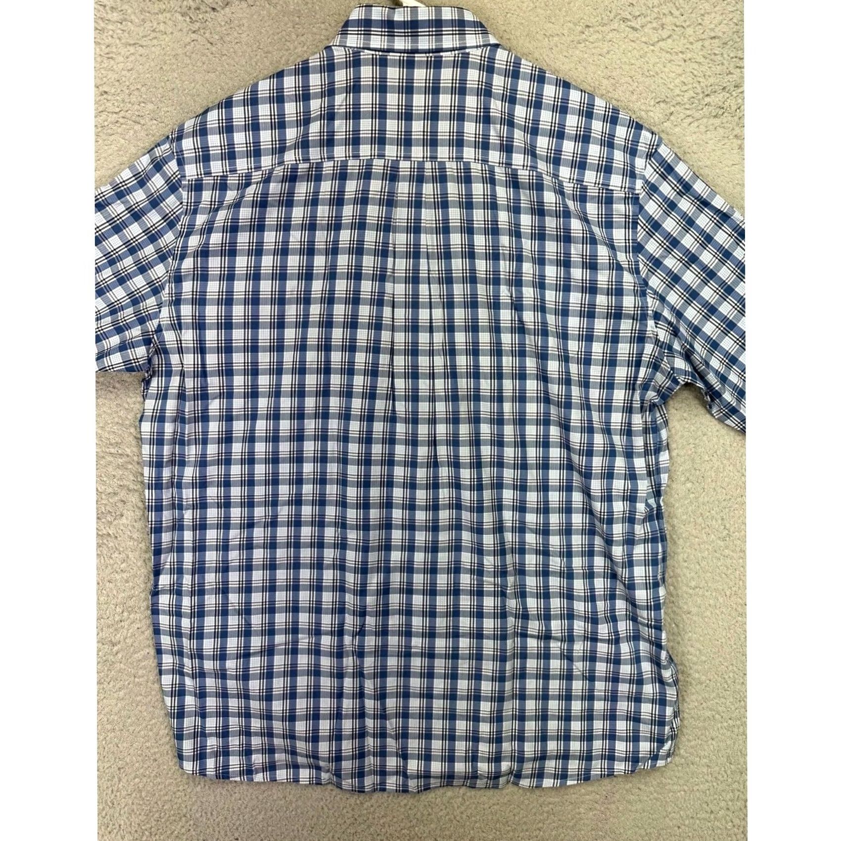 johnnie-O VINTAGE? No. Johnnie-O Shirt XL Blue White Tartan Plaid Nylon Blend Button Down Mens Size US XL / EU 56 / 4 - 2 Thumbnail