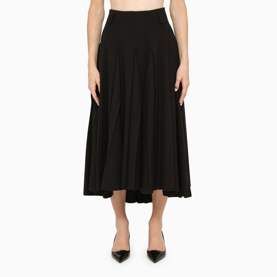 Prada o1d2blof0924 Wool Skirt in Black Size 28" / US 6 / IT 42 - 1 Thumbnail