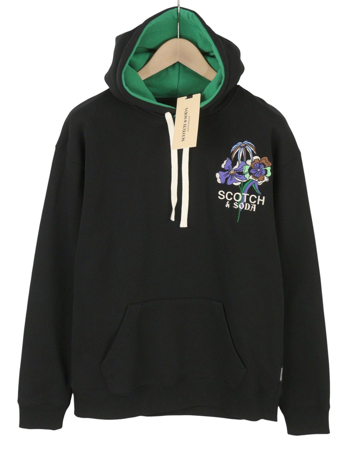 Scotch & Soda M Black Cotton Embroidered Hoodie 88558 Size US M / EU 48-50 / 2 - 1 Thumbnail