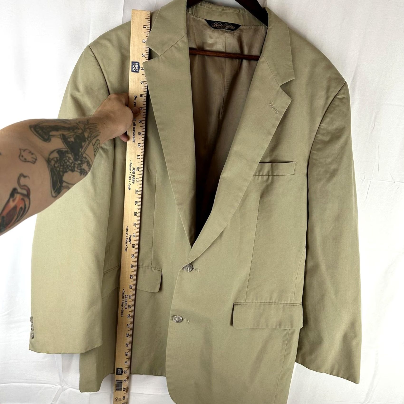 Brooks Brothers Brooks Brothers Blazer Mens 46L Khaki Tan Sport Coat Two Button Made in USA Shirt Jacket Mens Blazer 2 Button Notch Lapel USA 2 Piece Size 46R - 5 Thumbnail