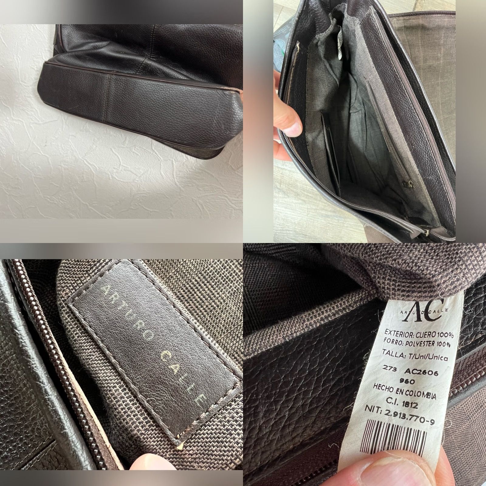 Vintage Arturo Calle Genuine Espresso Leather Shoulder Bag Cross Body Made In Columbia Unisex Adults Brown Leather Bag Shoulder Mens Womens Size ONE SIZE - 8 Thumbnail