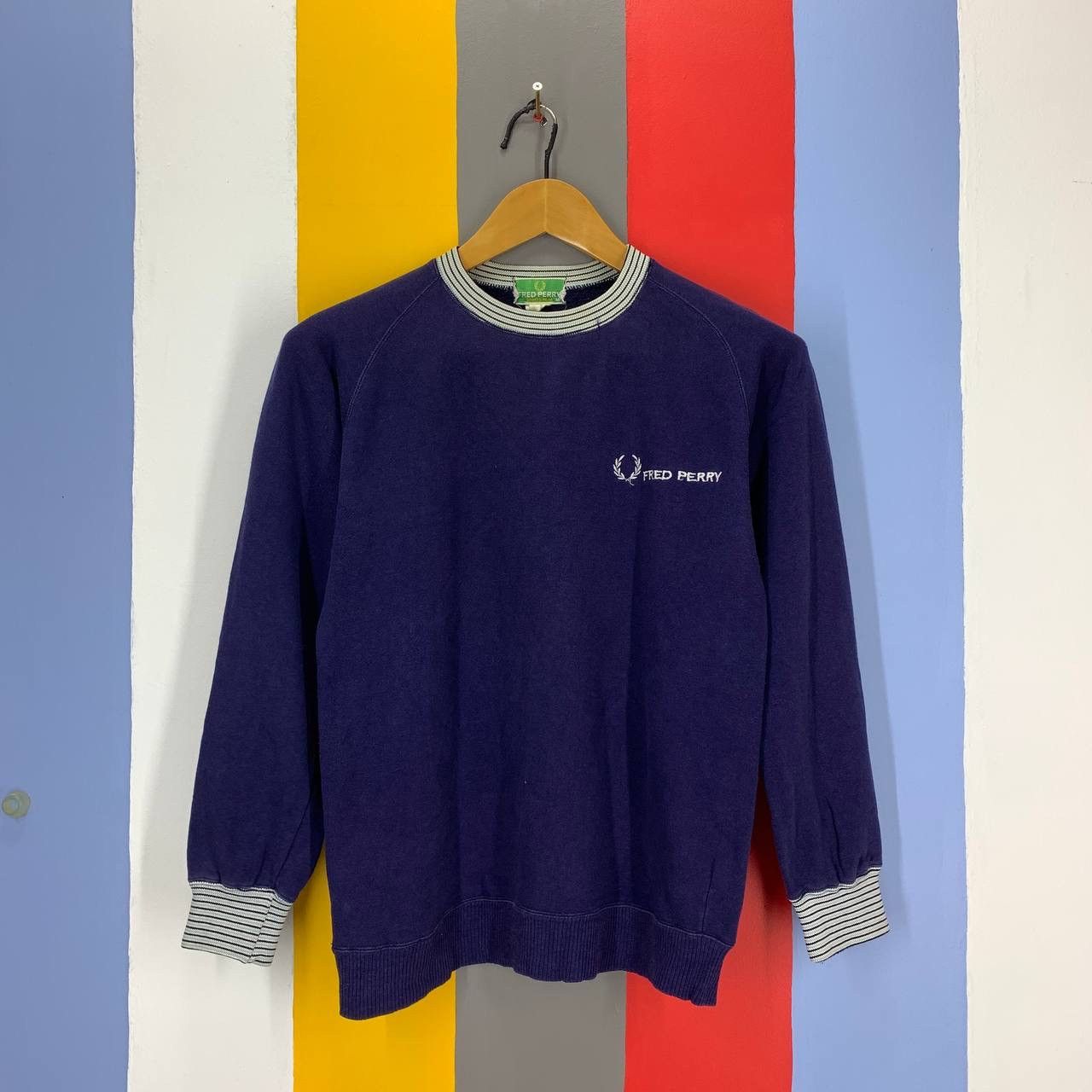 Fred Perry 90s Vintage FRED PERRY Stripe Ringer Sweatshirt #2111/17 Size US S / EU 44-46 / 1 - 1 Thumbnail