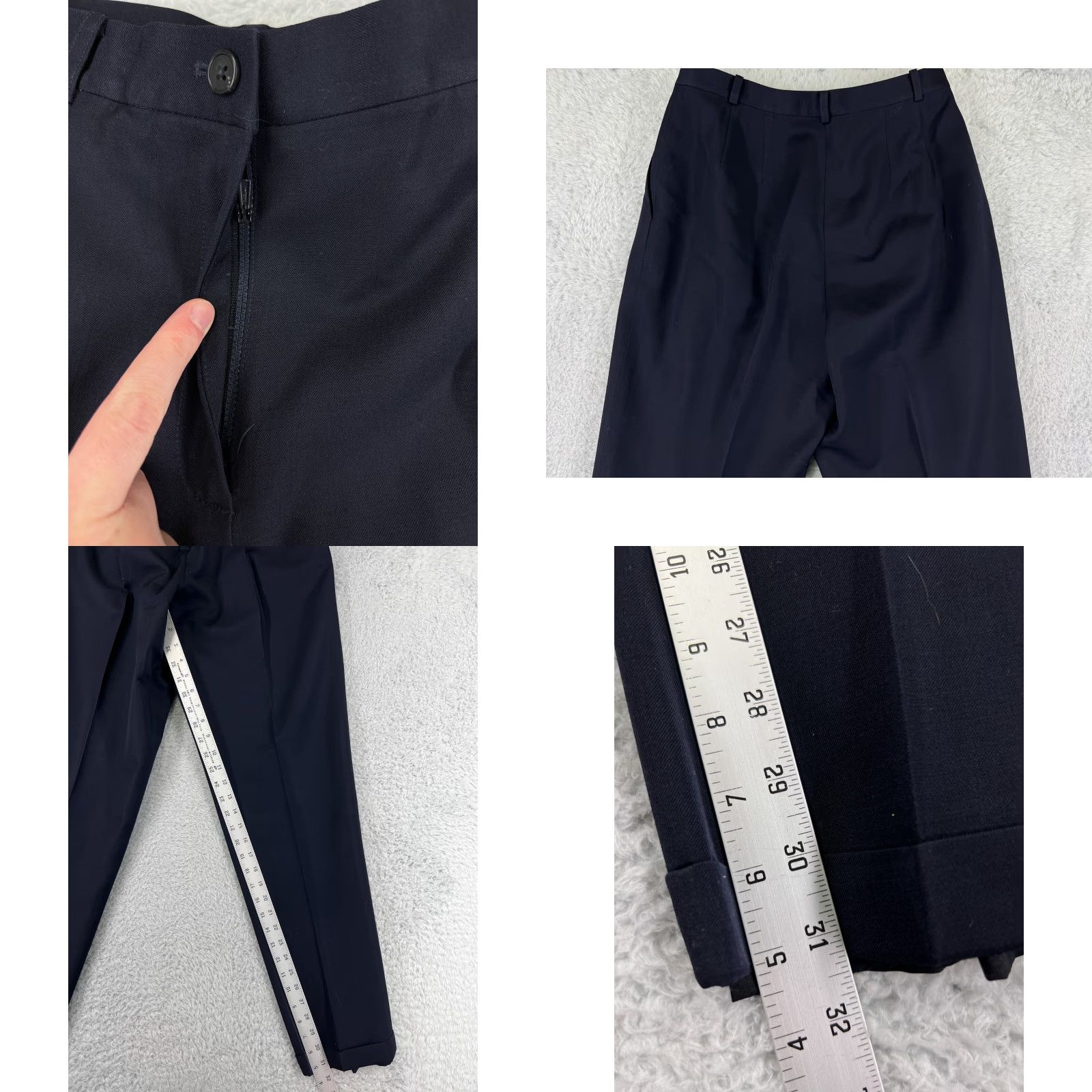 Vintage VINTAGE String Bean Dress Pants Womens 9 Blue Polyester Blend Pleated Twill High Rise Straight Regular Zipper Size 30" / US 8 / IT 44 - 8 Thumbnail