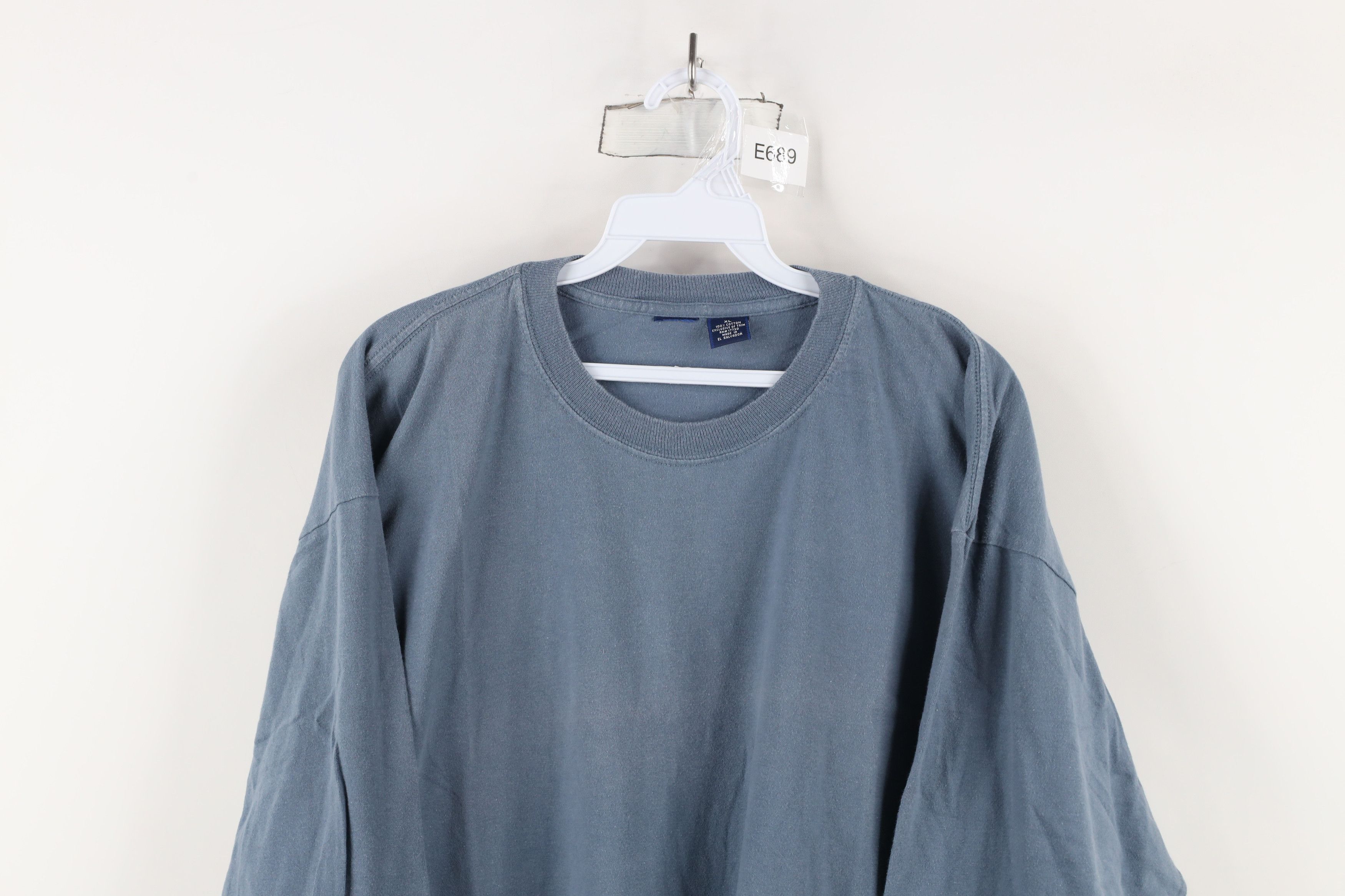 Vintage Vintage 90s Streetwear Blank Long Sleeve T-Shirt Blue Cotton Size US XL / EU 56 / 4 - 2 Thumbnail