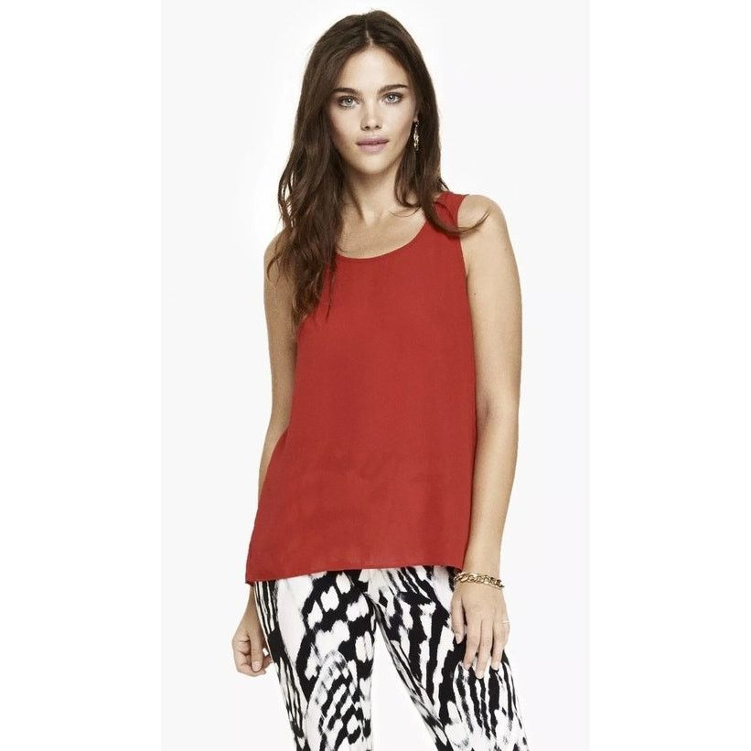Express Express Red Sleeveless Split Back Blouse L EUC Size L / US 10 / IT 46 - 4 Thumbnail