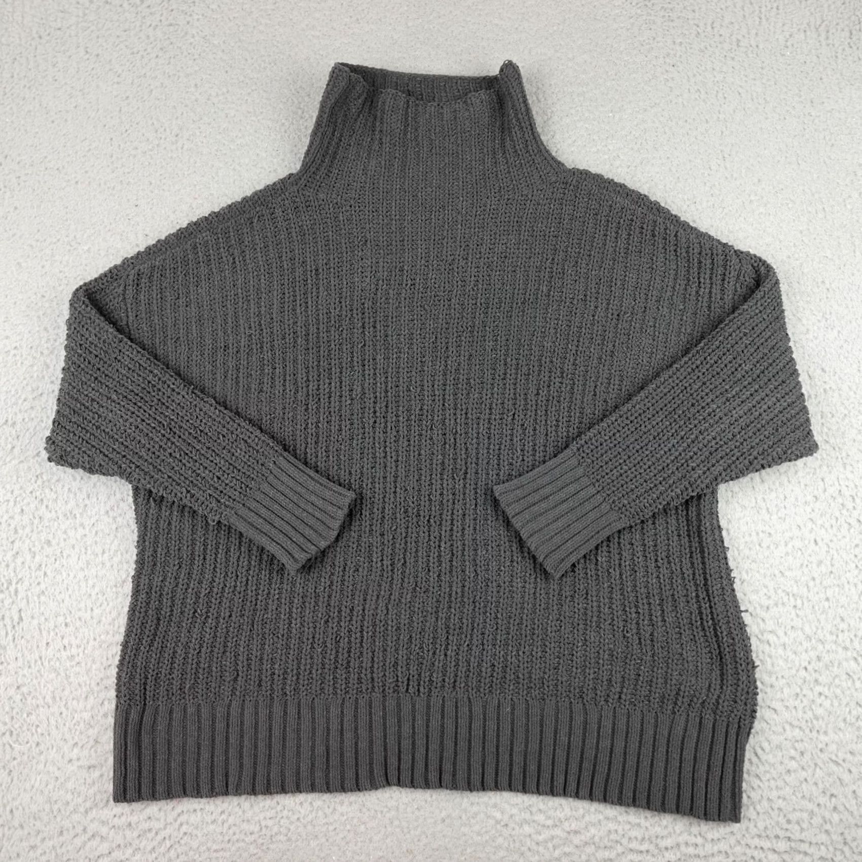 Vintage Aerie Sweater Womens Medium Gray Chunky Knit High Neck Oversized Relaxed Size M / US 6-8 / IT 42-44 - 2 Thumbnail