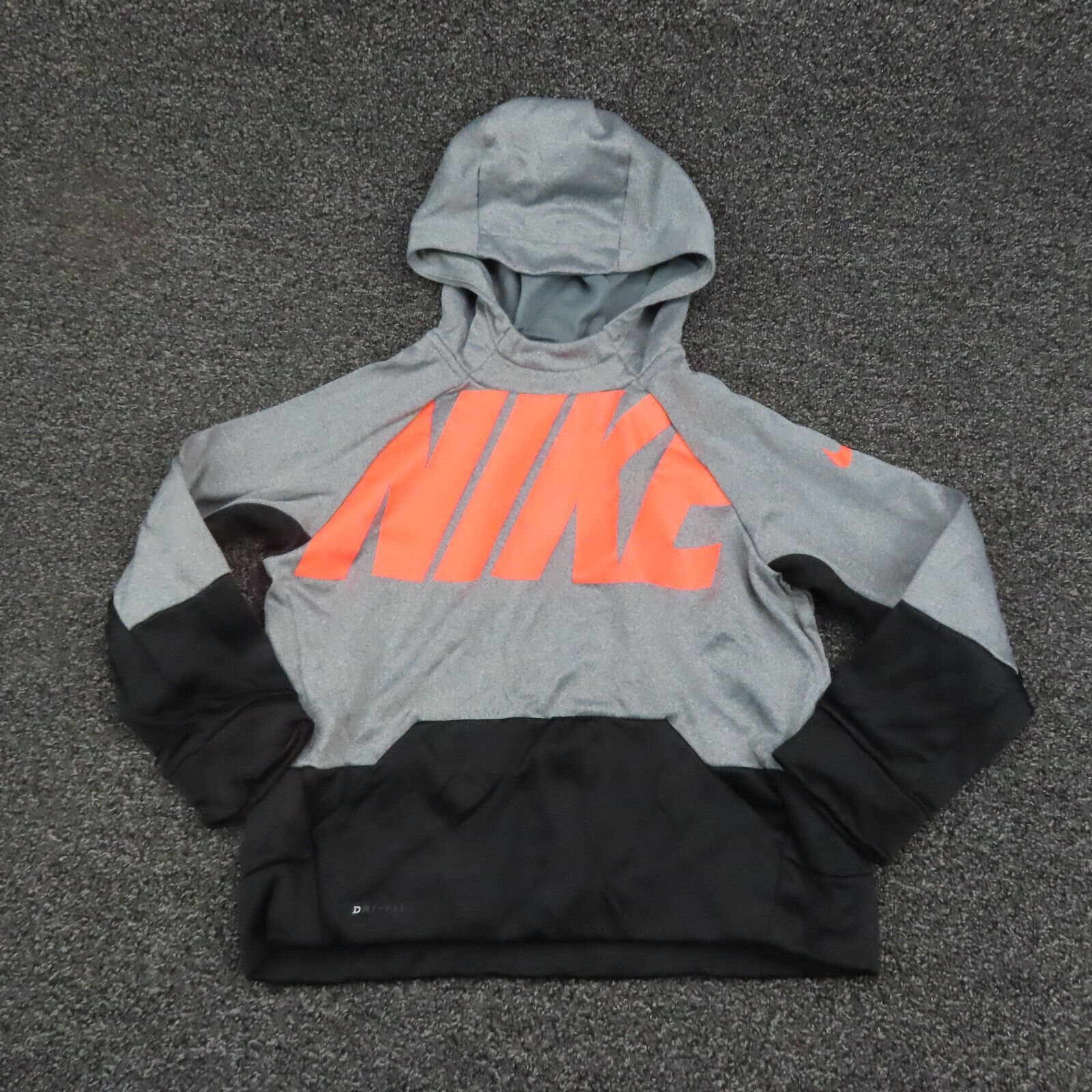 Nike Nike Hoodie Youth Medium Gray Black Orange Dri Fit Long