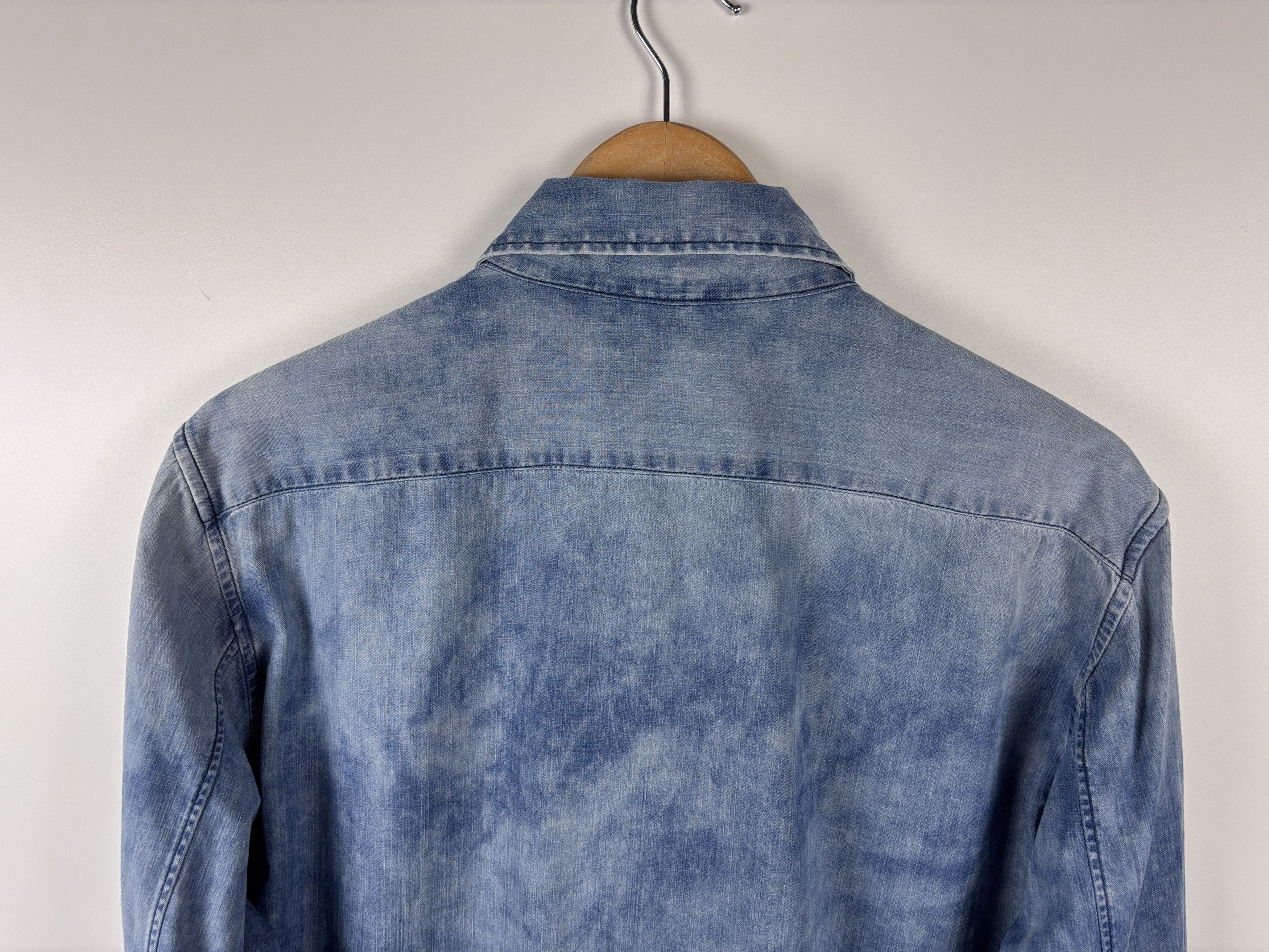 Replay Mens Replay Acid Wash Denim Button Up Shirt Blue Size XL Size US XL / EU 56 / 4 - 5 Thumbnail