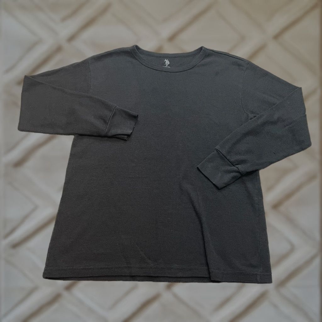 Vintage US Polo Assn. Shirt Adult Medium Black Thermal Long Sleeve Crew Tee Size US M / EU 48-50 / 2 - 1 Thumbnail